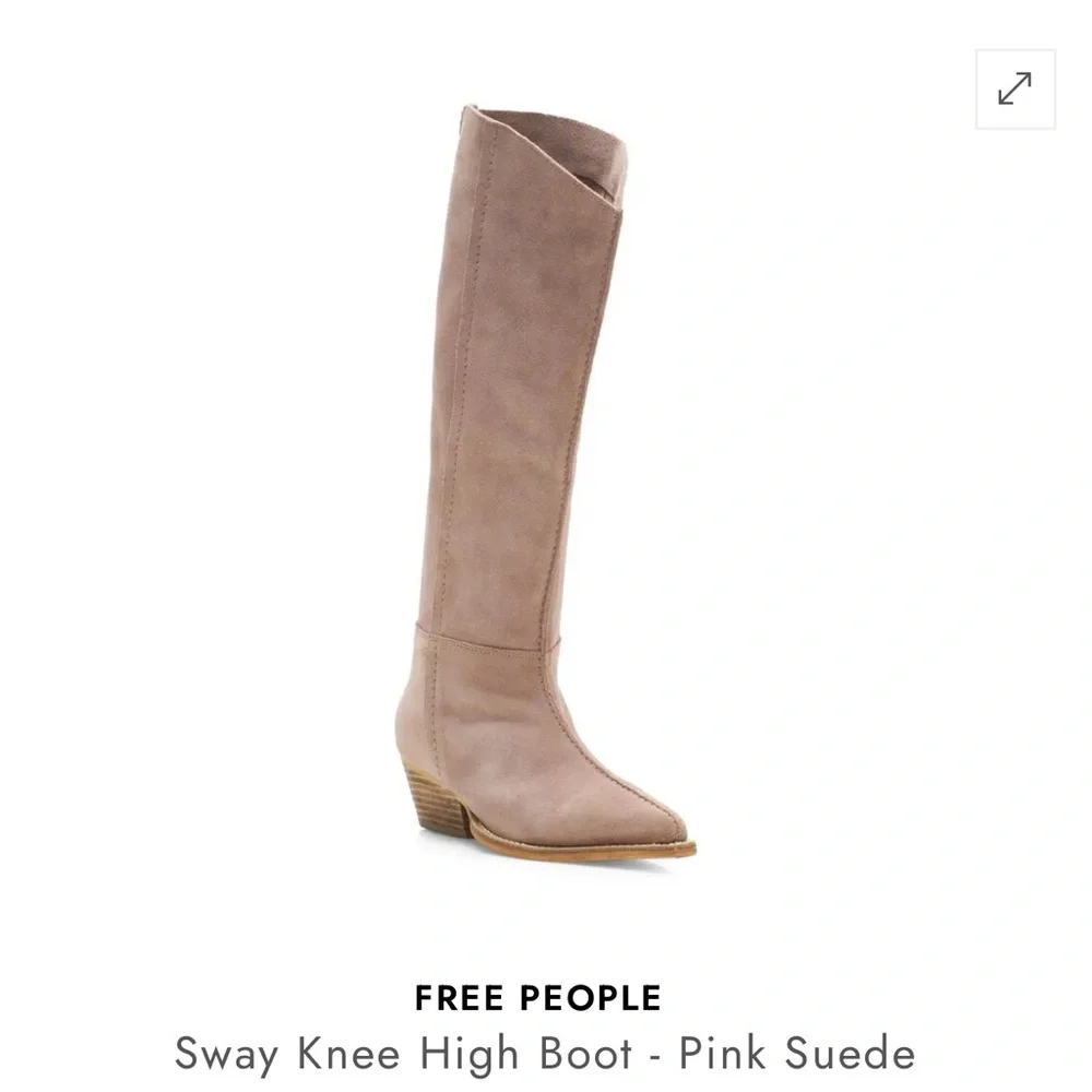 Free People Pink Suede Knee High Boot - Picture 1 of 6